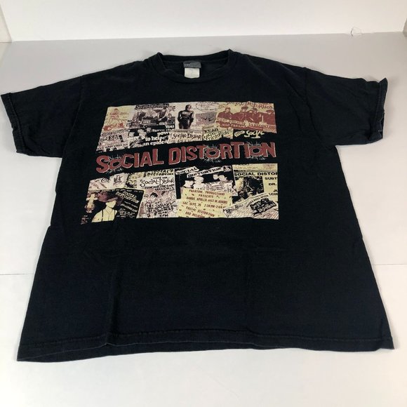 Social Distortion Shirt Men's Medium Black Graphic Print Short Sleeve Y2K Punk - Picture 1 of 12